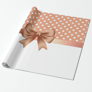 Rose Gold Ribbon and Polka Dots Wrapping Paper