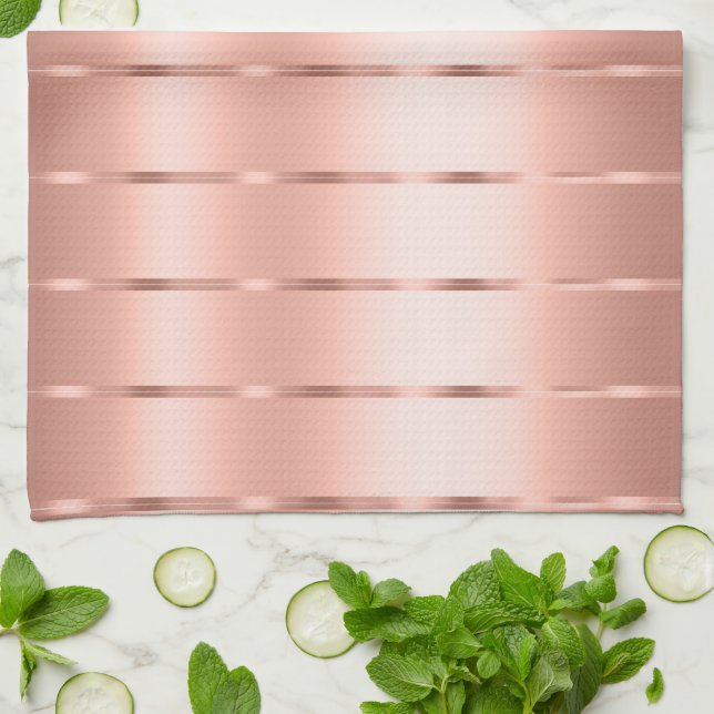 Rose Gold Ribbon Bow Bridal Shower Tea Towel (Folded)