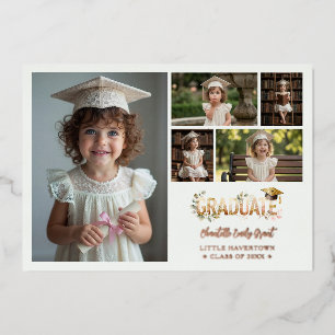 Rose Gold Romantic Floral Pre-K Graduation 5-Photo
