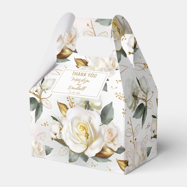 Rose Gold Romantic Floral Wedding Favour Box (Front Side)