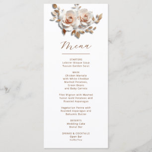 Rose Gold Roses Sculptural 3D Flower Wedding Menu