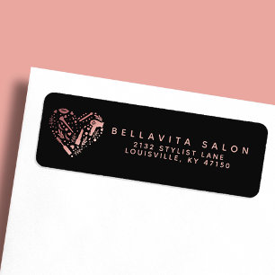 Rose Gold Salon Heart Hair Stylist Return Address