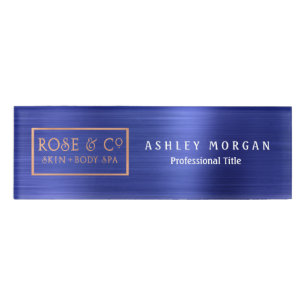 Rose Gold Sapphire Cobalt Blue Branding Name White Tag