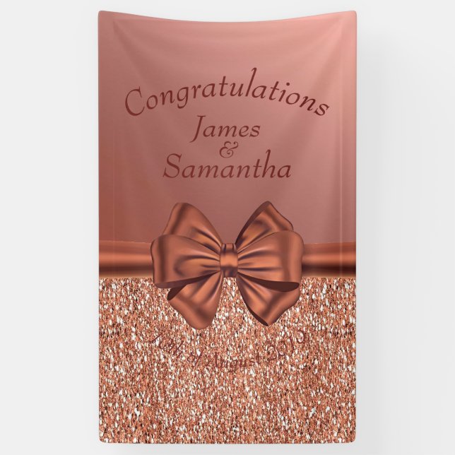Rose Gold Satin Bow – Banner (Vertical)