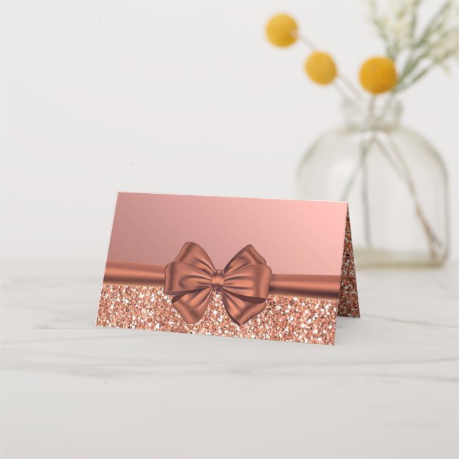 Rose Gold Satin Bow – Place Card (Front)