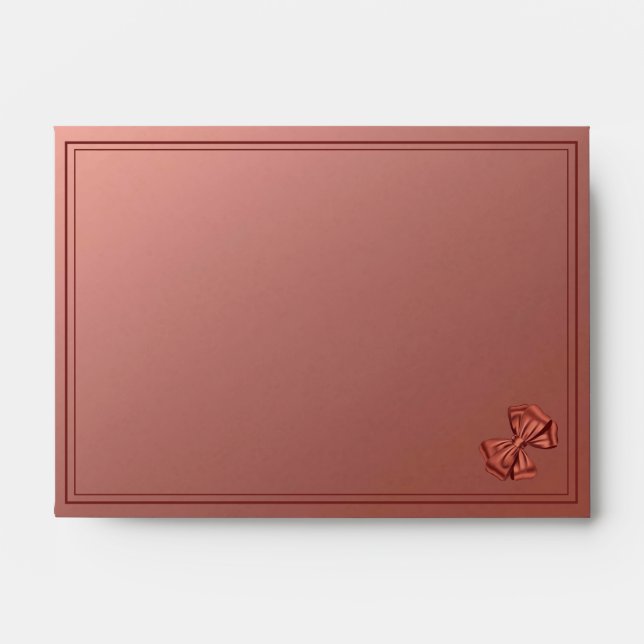 Rose Gold Satin Bow  – Wedding Invitation Envelope (Front)