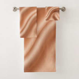 Rose Gold Satin Silk Abstract Luxury Pattern Bath Towel Set