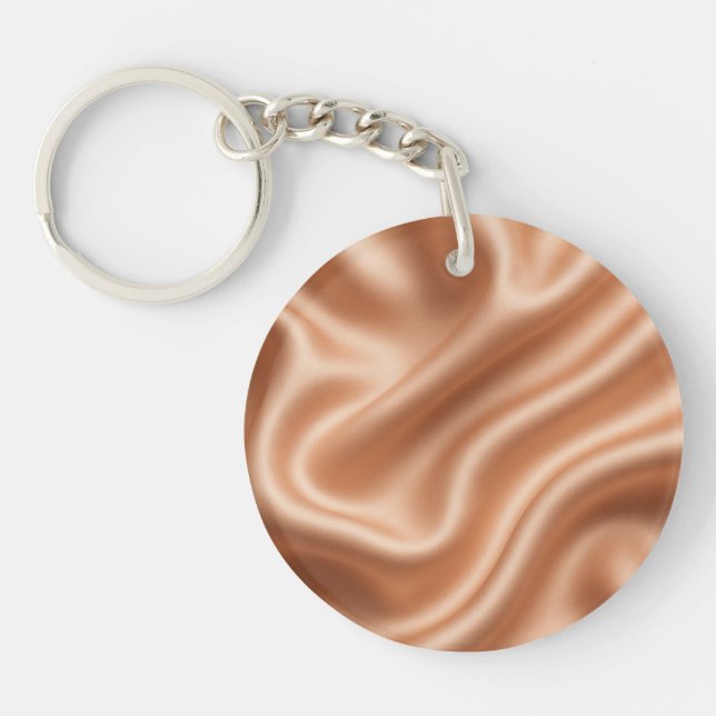 Rose Gold Satin Silk Abstract Luxury Pattern Key Ring (Front)
