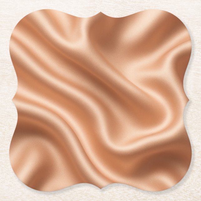 Rose Gold Satin Silk Abstract Luxury Pattern Paper Coaster (Front)
