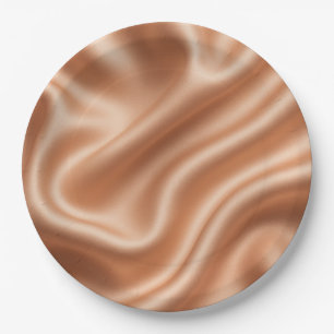 Rose Gold Satin Silk Abstract Luxury Pattern Paper Plate