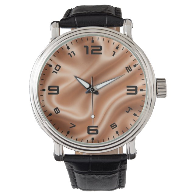 Rose Gold Satin Silk Abstract Luxury Pattern Watch (Front)