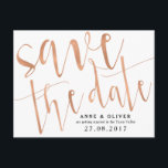 Rose Gold Save the Date Postcard Rustic<br><div class="desc">Congratulations on your engagement! Get the word out there with this rose gold save the date in postcard style - or delete the background and send as a normal card with an envelope. To customize,  simple add your wording into the template or select 'customize further' to move wording around.</div>