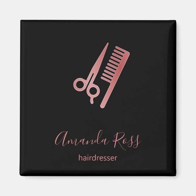 Rose gold scissors and comb black magnet (Front)