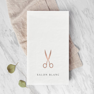 Rose Gold Scissors Custom Hair Salon Name Napkin