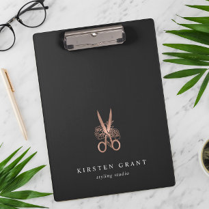 Rose Gold Scissors Salon Logo Clipboard