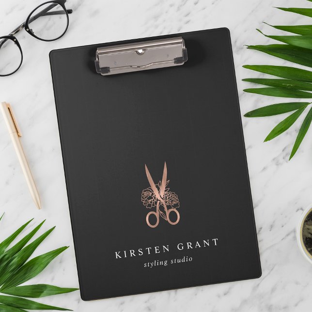 Rose Gold Scissors Salon Logo Clipboard (Creator Uploaded)