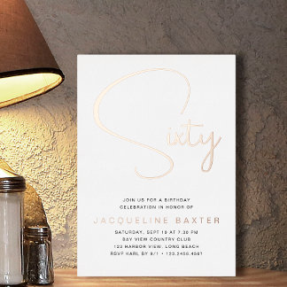 Rose Gold Script 60th Birthday Party