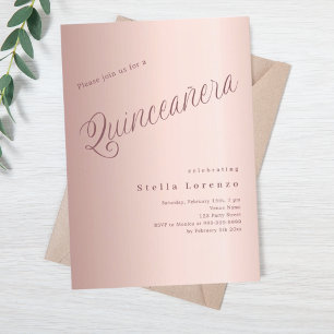 Rose gold script elegant Quinceanera Invitation
