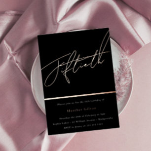 Rose Gold Script Fiftieth 50th Birthday Party