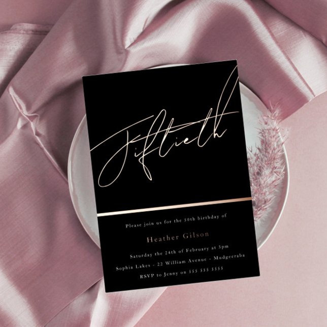 Rose Gold Script Fiftieth 50th Birthday Party  (Creator Uploaded)