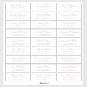 Rose Gold Script Guest Names Address Sticker