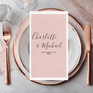Rose Gold Script Minimalist Wedding Napkin