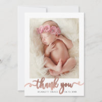 Rose Gold Script Modern Overlay text Baby Photo