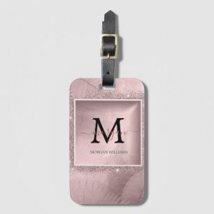 Rose Gold Script Monogram Luggage Tag