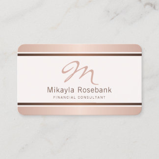 Rose Gold Script Monogram Professional Consultant Business Card