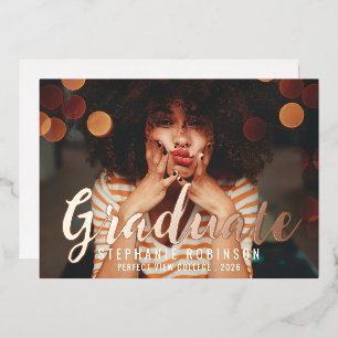Rose Gold Script Photo Graduation Party