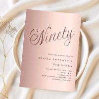 Rose gold script simple 90th birthday
