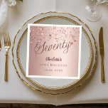 Rose gold script stars 70th birthday napkin<br><div class="desc">A modern,  stylish napkin for a 70th birthday party.  Rose gold gradient background and the word Seventy written with elegant large script letters in dark rose gold. Decorated with rose gold coloured stars. Personalise and add a name and date.</div>