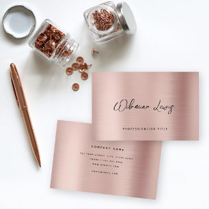 Rose Gold Script Typography Modern Minimalist   Business Card