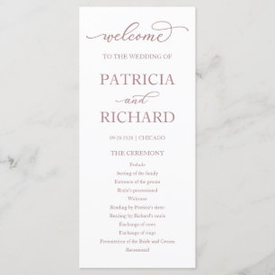 Rose Gold Script Wedding Ceremony Program Programme