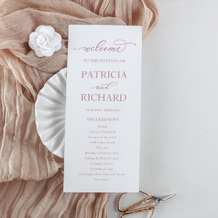 Rose Gold Script Wedding Ceremony Program Programme