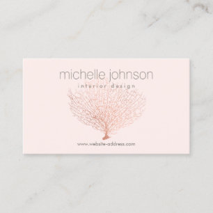 Rose Gold Sea Fan Coral Interior Designer Pink Business Card