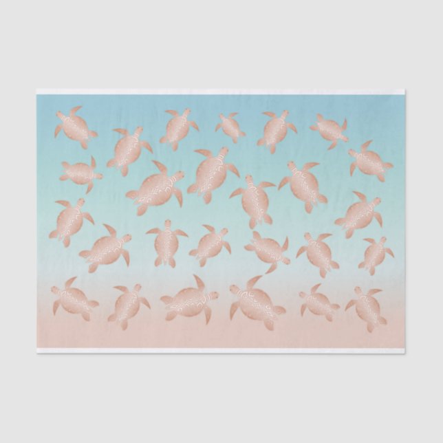 Rose Gold  Sea Turtles Beach Style Tissue Paper (Front)