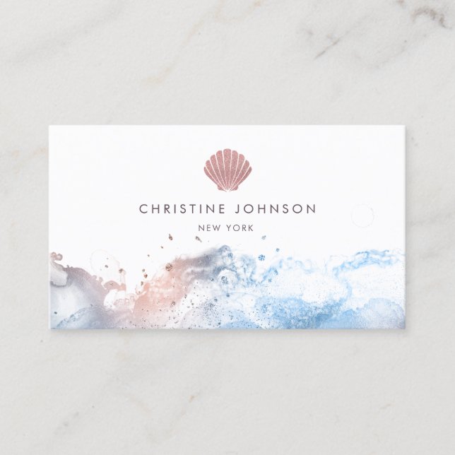 rose gold seashell logo design business card (Front)