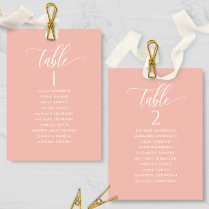 Rose Gold, Seating Plan Cards with Guest Names