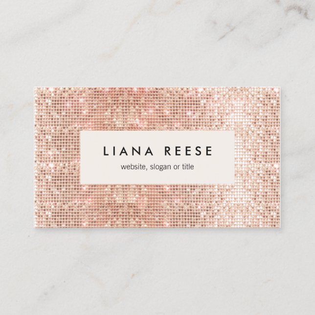 Rose Gold Sequin Beauty Salon Business Card (Front)