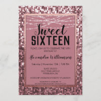 Rose Gold Sequin/Glitter Sweet 16 Birthday Party