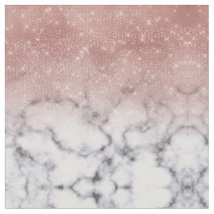 Rose Gold Sequin Glitter White Marble Ombre Fabric