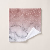 Rose Gold Sequin Glitter White Marble Ombre