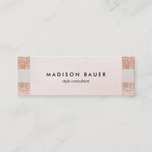 Rose Gold Sequin Pink Linen Beauty Salon Stylist Mini Business Card