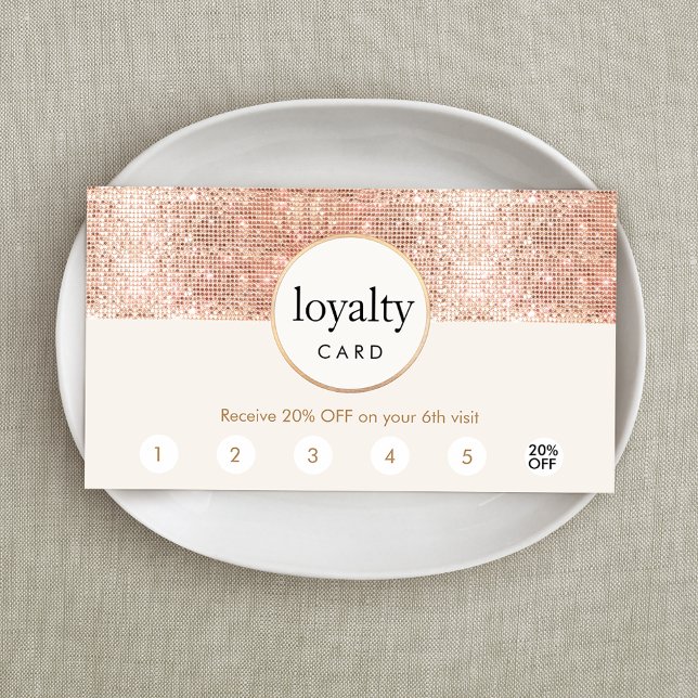Rose Gold Sequin Salon 6 Punch Customer Loyalty Card (Creator Uploaded)