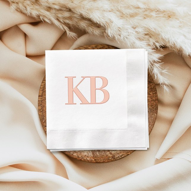 Rose Gold Serif Monogram Initials Wedding Foil Napkins (Creator Uploaded)