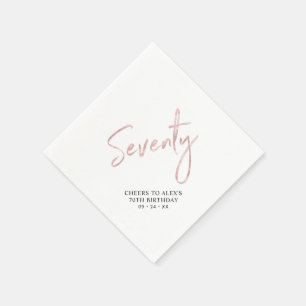 Rose gold Seventy Modern Adult 70th Birthday Party Napkin