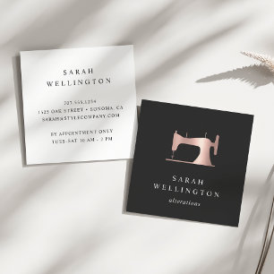 Rose Gold Sewing Machine   Seamstress or Tailor Square Business Card