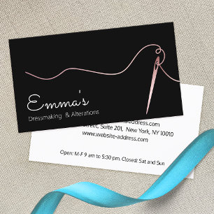 Rose Gold Sewing Needle Thread Seamstress Black Bu Business Card