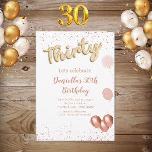 Rose Gold Shimmer 30th Birthday Invitation